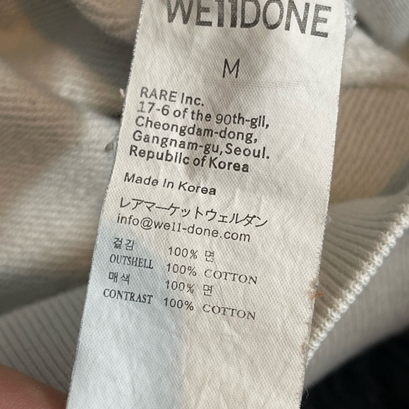 We11Done Men’s Unisex Reflective White Grey Logo Pullover Sweatshirt Size Medium - Picture 8 of 16